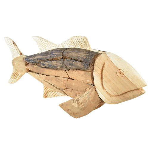 Floristik24 Wooden fish teak wood decoration fish table decoration wood 63cm