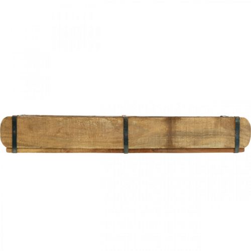 Product Wooden planter with metal fittings, double brick shape, vintage planter L57cm