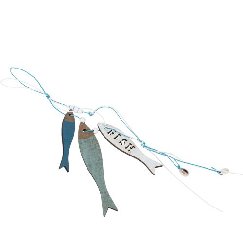 Wooden Fish Hanging Decorations, Blue, 36cm, 4 Pieces | Floristik24.co.uk