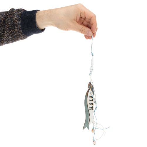 Wooden Fish Hanging Decorations, Blue, 36cm, 4 Pieces | Floristik24.co.uk