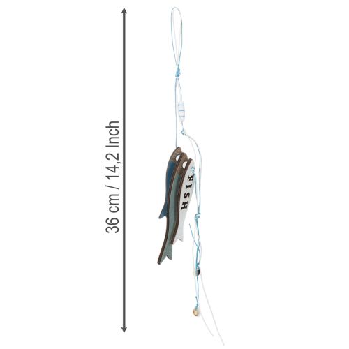 Wooden Fish Hanging Decorations, Blue, 36cm, 4 Pieces | Floristik24.co.uk