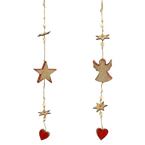 Floristik24 Wooden Hanger Star and Angel Nature / Red 48cm 4pcs