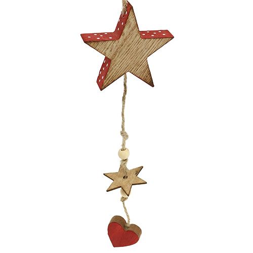 Floristik24 Wooden Hanger Star and Angel Nature / Red 48cm 4pcs