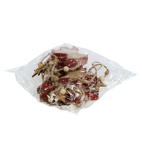 Floristik24 Wooden Hanger Star and Angel Nature / Red 48cm 4pcs