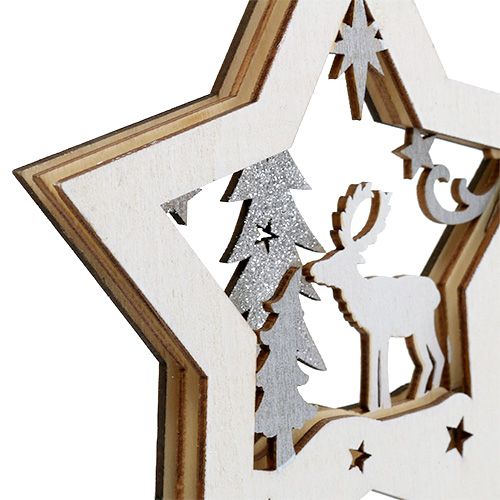 Floristik24 Hanging Decoration Wooden Star with motive 15cm 3pcs