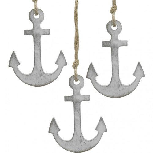 Floristik24 Anchor decoration, maritime summer decoration, hanging decoration wood 12cm 5pcs