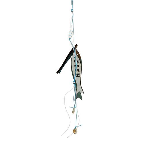 Wooden hanger fish blue 36cm 4pcs