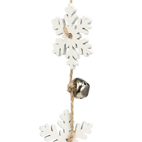 Product Wooden hanger snowflakes white 64cm 3pcs