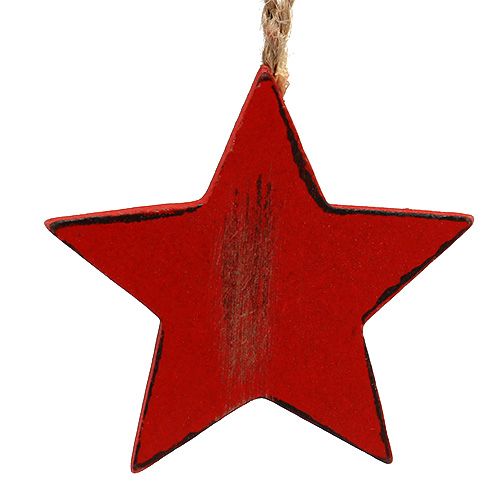 Floristik24 Wooden Hanger Star, Heart, Christmas Tree Red 6p
