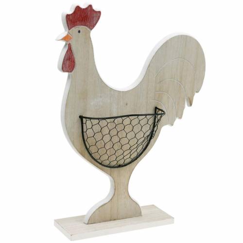 Floristik24 Wooden cock with basket, Easter decoration, wooden figure for planting, spring decoration, decorative chicken