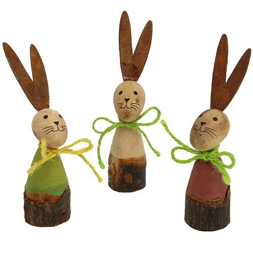 Wooden bunny assorted 8cm 6pcs