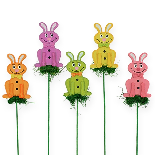 Floristik24 Wooden plug hare on the rod 7cm 24pcs