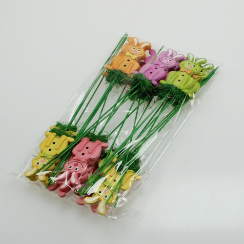 Floristik24 Wooden plug hare on the rod 7cm 24pcs