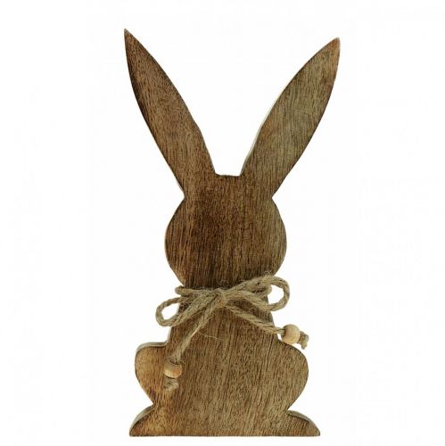 Wooden Easter bunny, spring decoration, mango wood natural color H30cm
