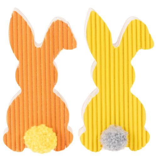 Product Wooden Easter Bunny Decorations, Yellow and Orange, 4x8cm, 6 Pieces