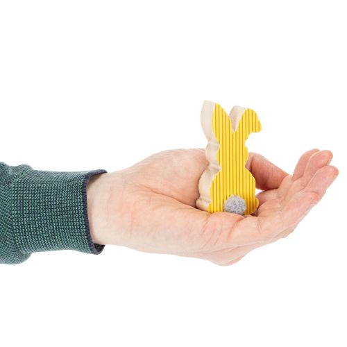 Product Wooden Easter Bunny Decorations, Yellow and Orange, 4x8cm, 6 Pieces