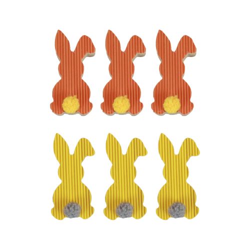 Floristik24 Wooden rabbit decoration rabbits Easter decoration yellow orange 4×8cm 6pcs