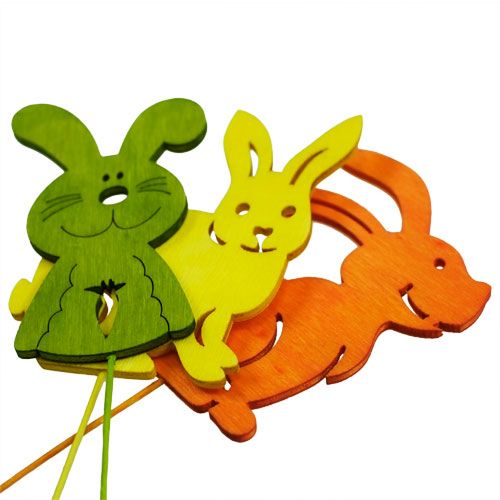 Product Wooden rabbits with wire assorted L31cm - 31,5cm 18pcs