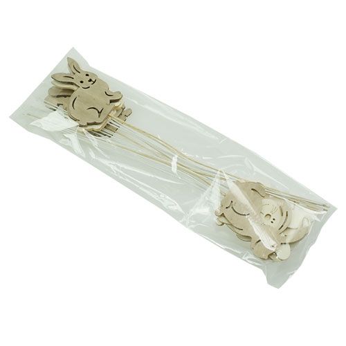 Floristik24 Wooden rabbits with wire natural assorted 6cmx8cm L31cm 18 pcs