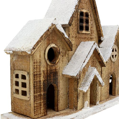 Floristik24 Wooden house with LED lighting 34cm x 30cm nature, white