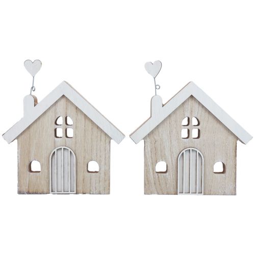 Wooden house decorative house table stand wood 16.5cm 2pcs