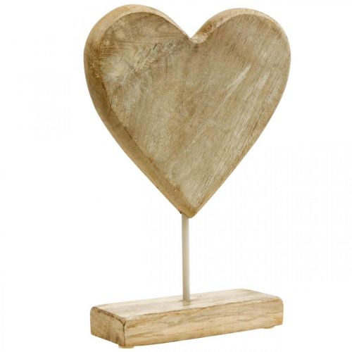 Floristik24 Wooden heart heart on a stick deco heart wood natural 25.5cm H33cm