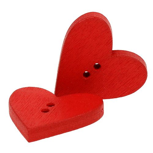 Floristik24 Wooden heart buttons 2,5cm red 48pcs