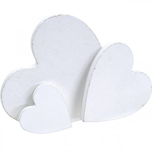 Floristik24 Wooden heart scatter decoration wedding hearts white 3/5/7cm 50p