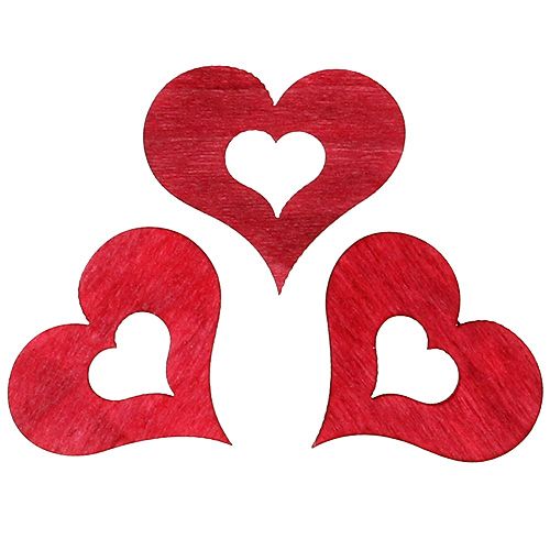 Floristik24 Wooden heart for scattering red 4cm 72p