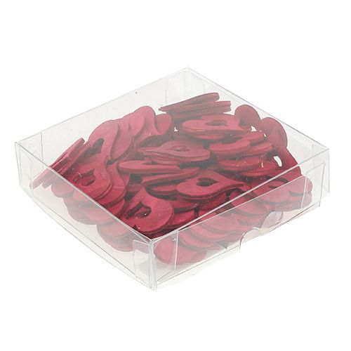 Product Wooden heart for scattering red 4cm 72 pcs