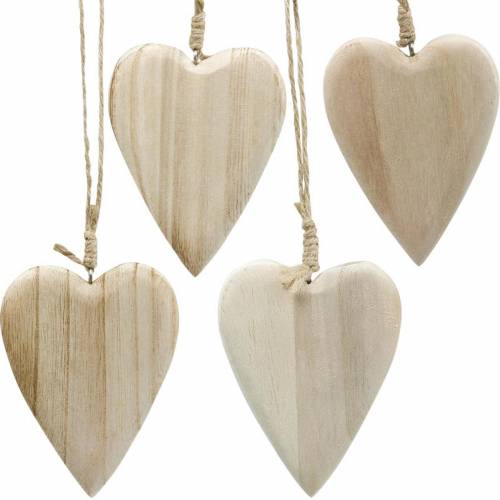 Floristik24 Wooden hearts to hang natural 10cm 4pcs