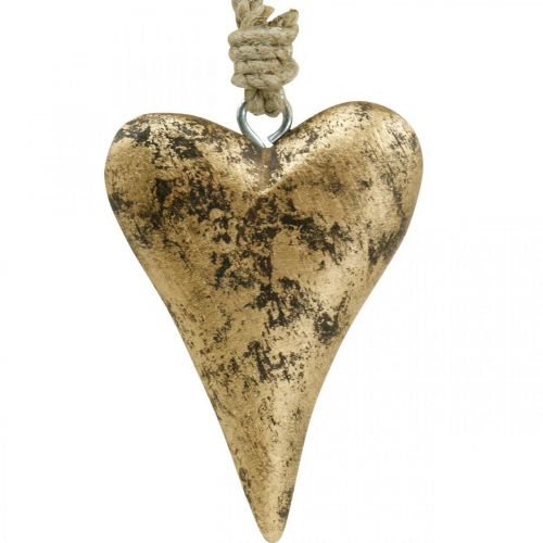 Floristik24 Wooden heart gold effect, Valentine&#39;s Day, wedding decoration 10 × 7cm