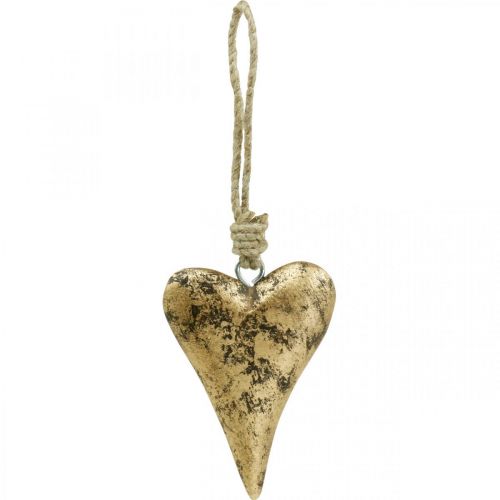 Floristik24 Wooden heart gold effect, Valentine&#39;s Day, wedding decoration 10 × 7cm