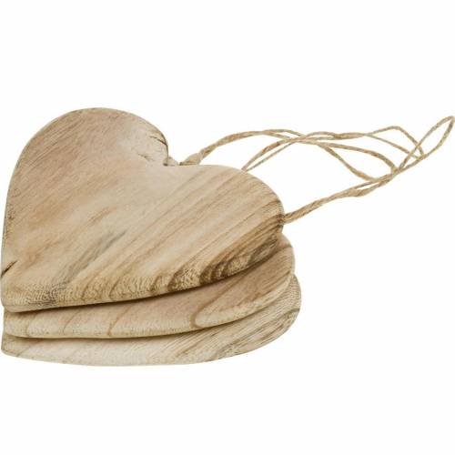 Floristik24 Wooden heart to hang nature decorative hearts Valentine's Day Mother's Day 3pcs