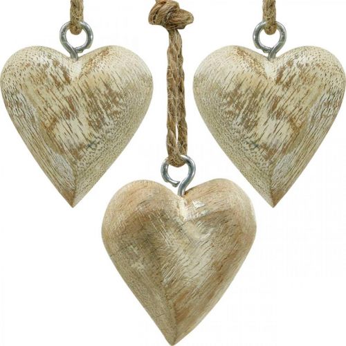 Wooden heart Christmas tree decoration 4.5cm 36 pcs