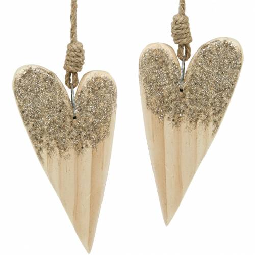Wooden Heart Glitter for Hanging 18cm x 10cm 2 pcs