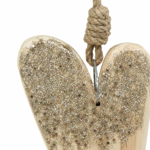 Product Wooden heart glitter for hanging 18cm x 10cm 2pcs