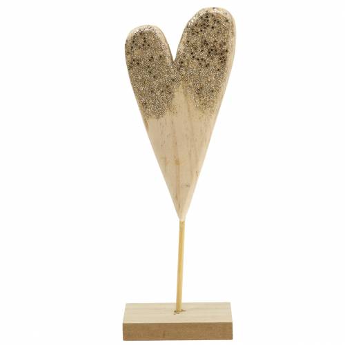 Decorative heart on a wooden stand with glitter H27cm