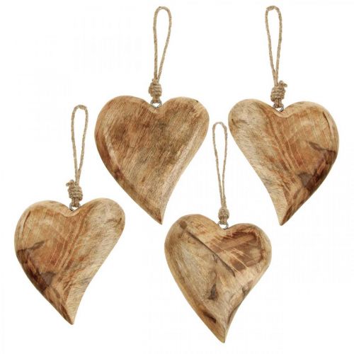 Floristik24 Wooden heart, heart pendant made of mango wood 9×9cm 4pcs