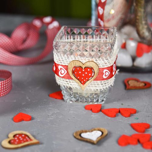 Floristik24 Wooden heart buttons 2.5cm red 48 pcs