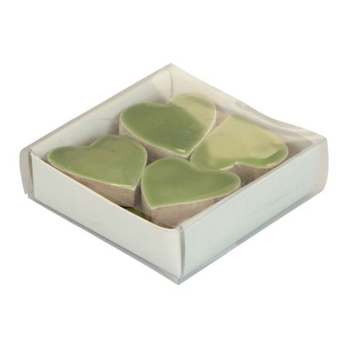 Floristik24 Wooden hearts decorative hearts wood light green glossy effect 4.5 cm 8 pcs
