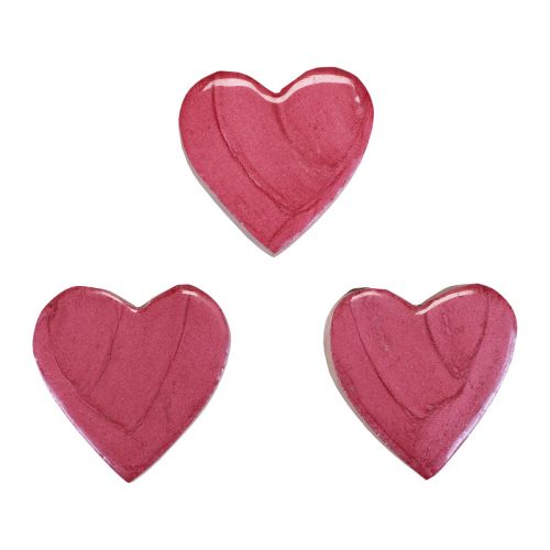 Floristik24 Wooden hearts decorative hearts pink shiny scattered decoration 4.5cm 8pcs