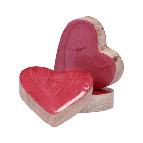 Product Wooden hearts decoration hearts pink shiny scatter decoration 4.5cm 8 pcs