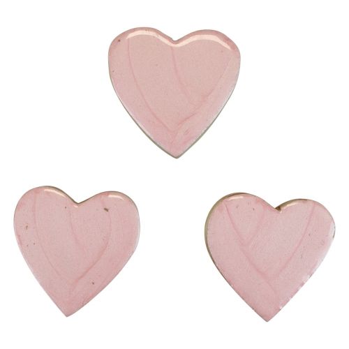 Floristik24 Wooden hearts decoration hearts light pink gloss table decoration 4.5 cm 8 pcs