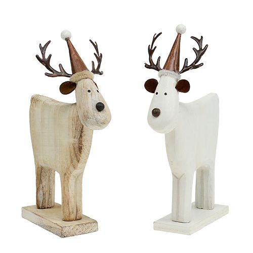 Floristik24 Wooden Deer White H16,5cm 2pcs