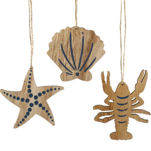 Floristik24 Wooden hanger assortment maritime 8.5cm - 10cm 6pcs