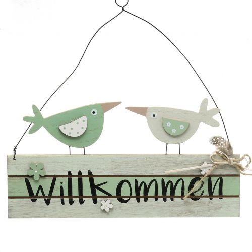 Floristik24 Wooden sign &quot;Welcome&quot; Green 29,5cm x 28cm 2pcs
