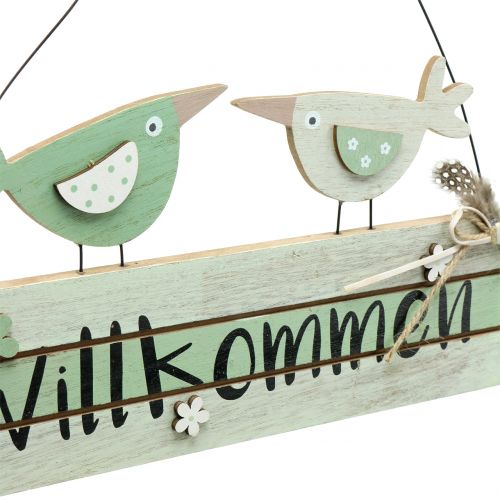 Floristik24 Wooden sign &quot;Welcome&quot; Green 29,5cm x 28cm 2pcs