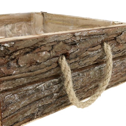 Product Natural wooden box with rope handles 25x25cm H9cm