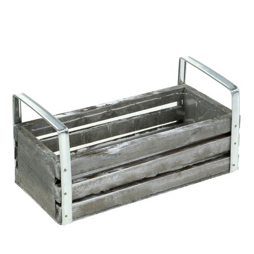 Floristik24 Wooden box gray 20cm x 9cm H6cm with handles